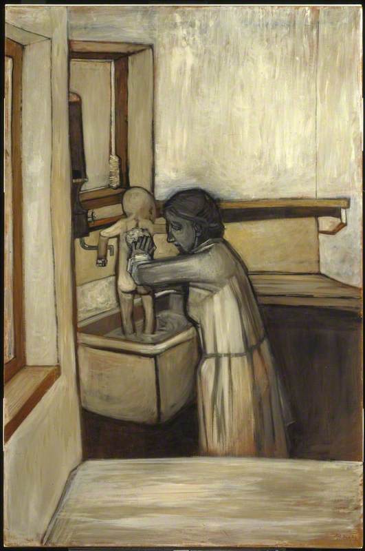 Mother Bathing Child