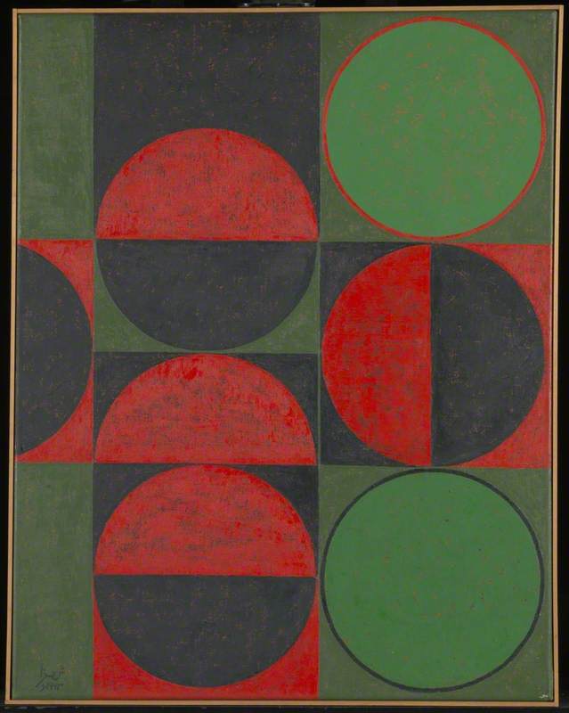 Composition in Red and Green, Squares and Circles