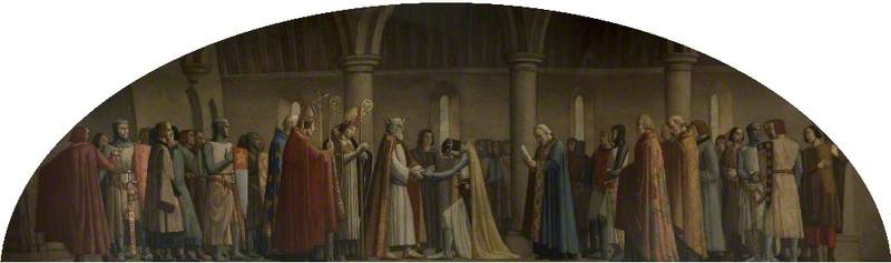 John Baliol, King of Scotland, Doing Homage to King Edward I in the Great Hall of the Castle, Newcastle upon Tyne, 1292