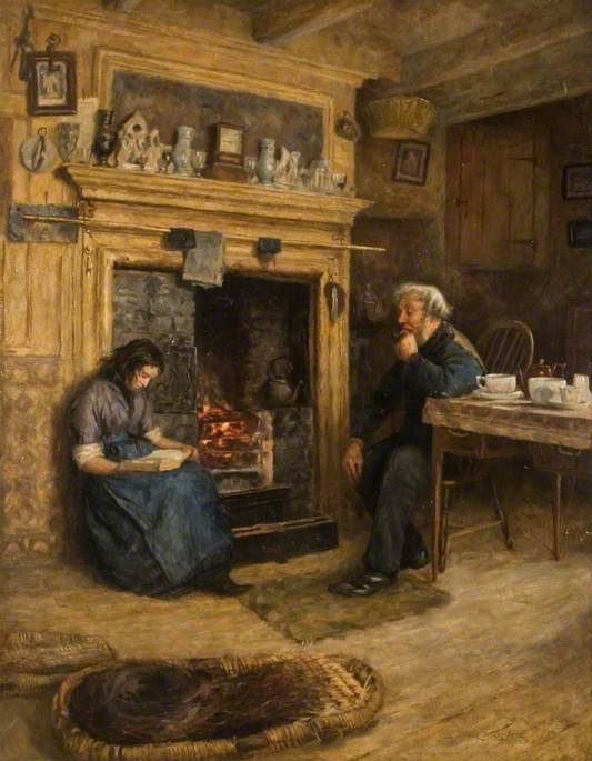 Interior, Woman Reading to an Old Man