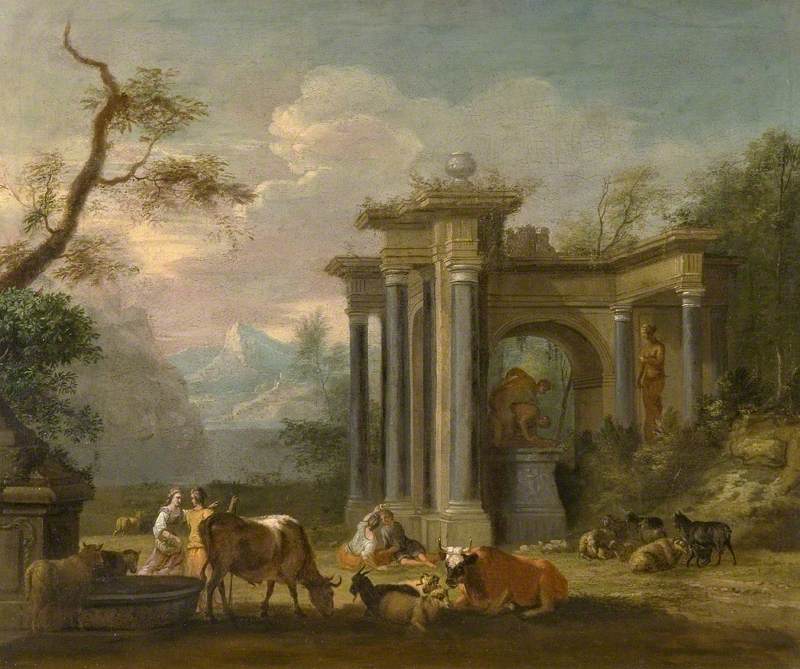 Ruins with Figures and Cattle