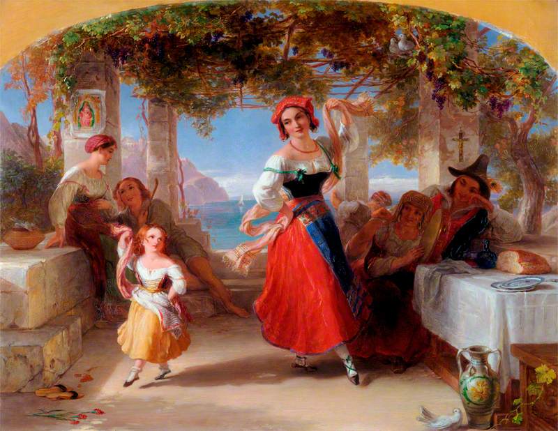 An Italian Mother Teaching Her Child the Tarantella