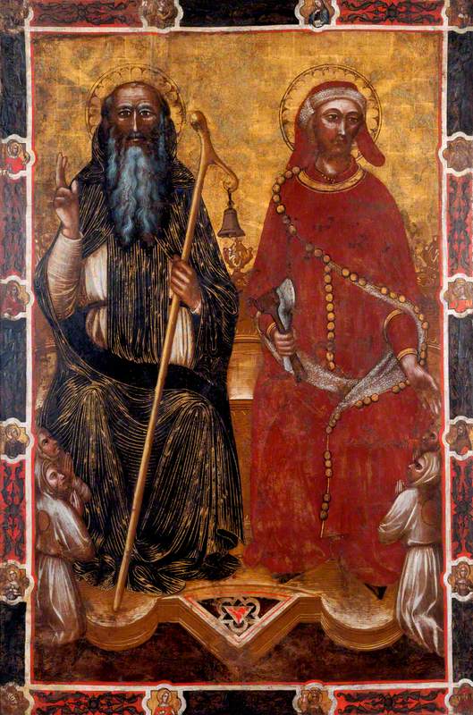 Saint Anthony Abbot and Saint Eligius with Two Pairs of Kneeling Worshippers