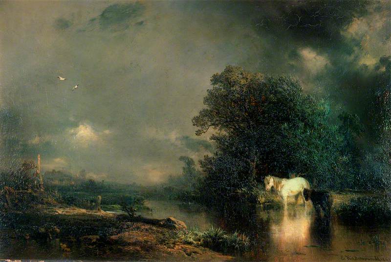 Rainy Weather: Horses in a Stream