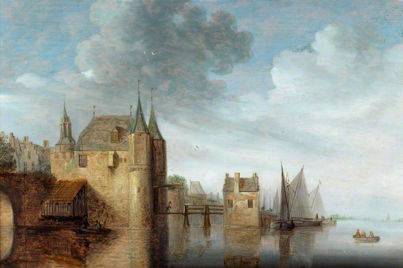 River with a Castle and Shipping