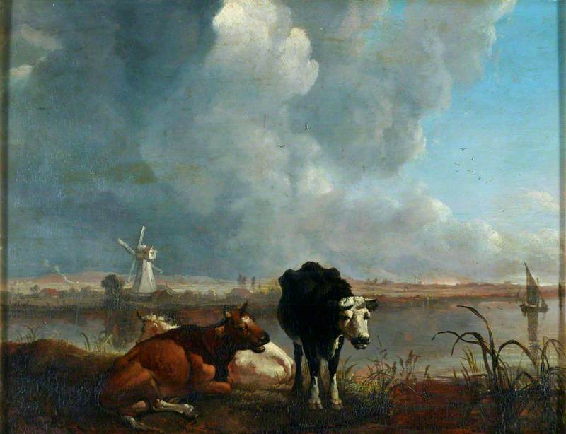 Landscape with Cows Drinking