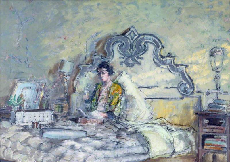 Mrs Gilbert Russell Sitting in Bed
