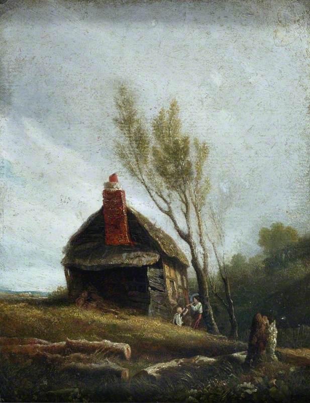 Landscape: A Cottage with Trees and Two Children