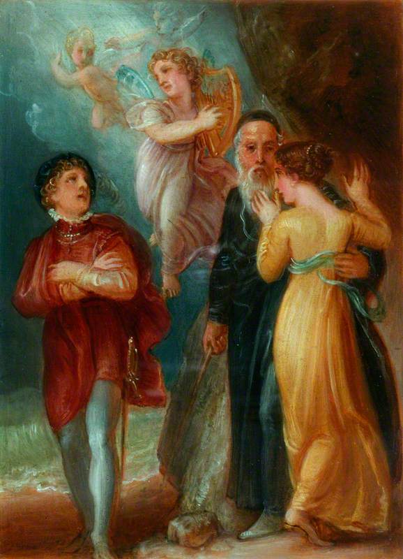 Ferdinand, Ariel, Prospero and Miranda