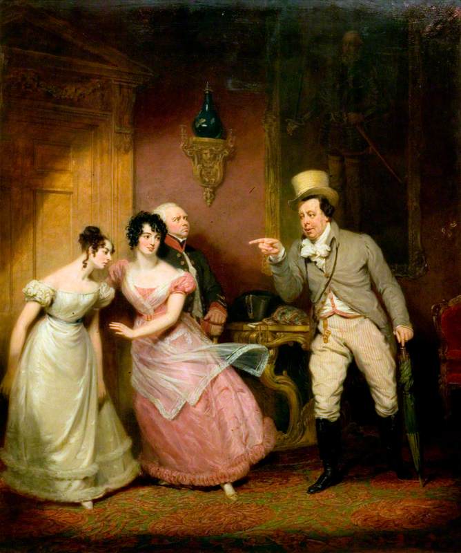 Scene from John Poole's Comedy 'Paul Pry', with Portraits of Madame Vestris, Miss P. Glover, Mr Williams, and Mr Liston