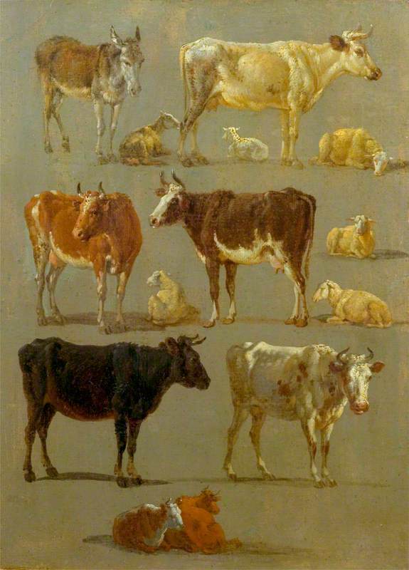 Studies of Animals: Cows and Oxen, Sheep and a Donkey