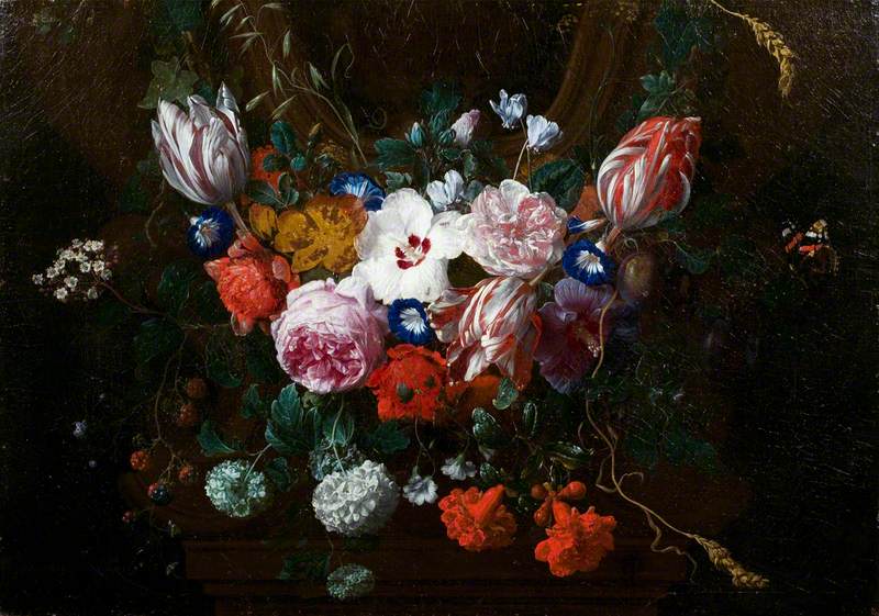 Flowers beneath a Cartouche