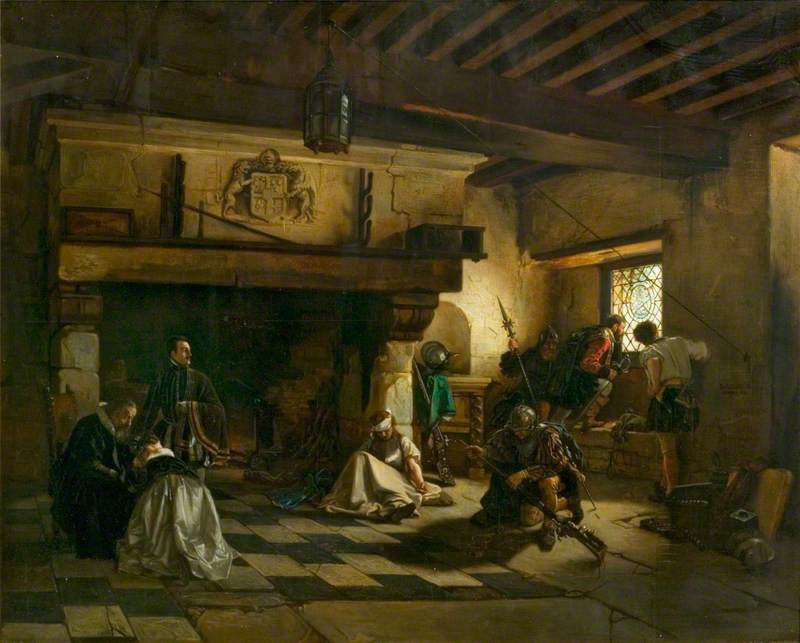 Interior with Armed Men and a Family Group
