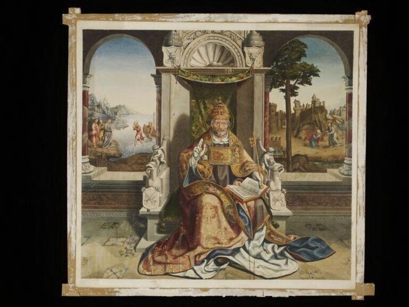Copy after the painting St Peter Enthroned as Pope  by Gravasco in the Cathedral of Vizeu, Portugal