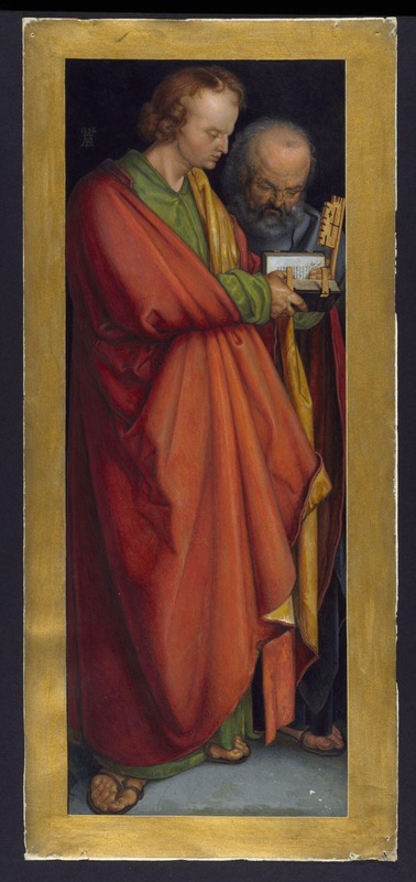 Copy of the painting St John and St Peter by  Albrecht Durer in the Pinakotek, Munich
