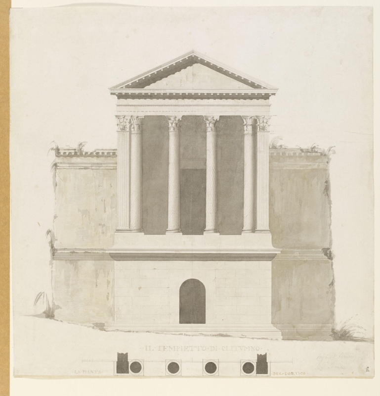 Plan and elevation of the Temple of Clitumnus, Spoleto, Italy