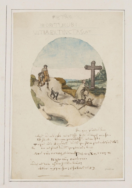 A Man Praying at a Wayside Cross