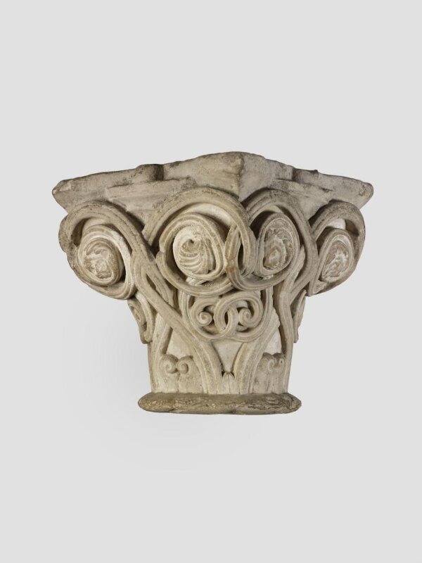 Capital with Scrolls, Human Head and Lion Mask