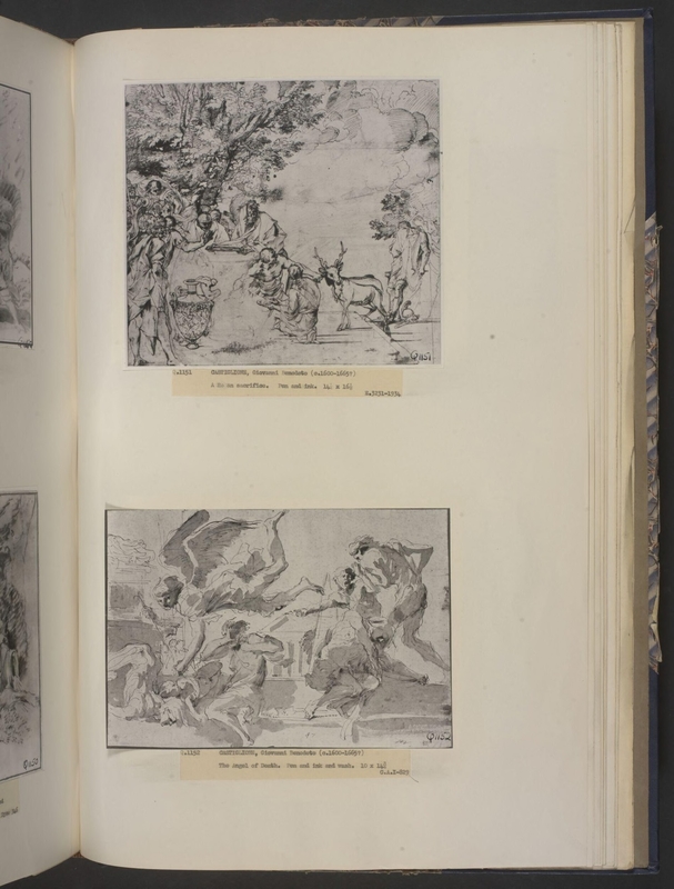 An angel with a sword passing over a group of dead or stricken people