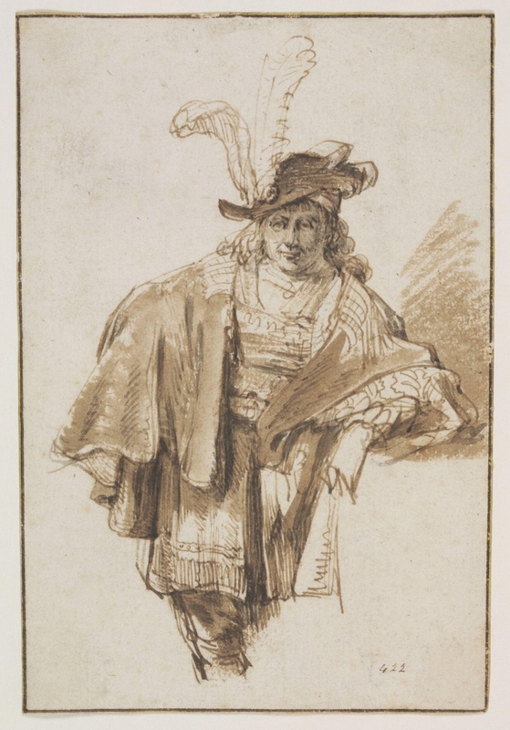 Man Standing Three-Quarter Length in a Plumed Hat and Rich Costume