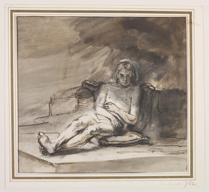 Study of Nude Youth Seated on a Cushion