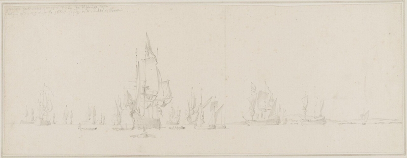 The Dutch fleet assembled round the flagship for a council of war on 29 August 1665