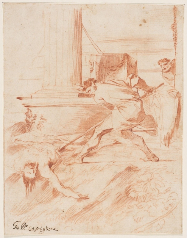 A man killing another with a lance