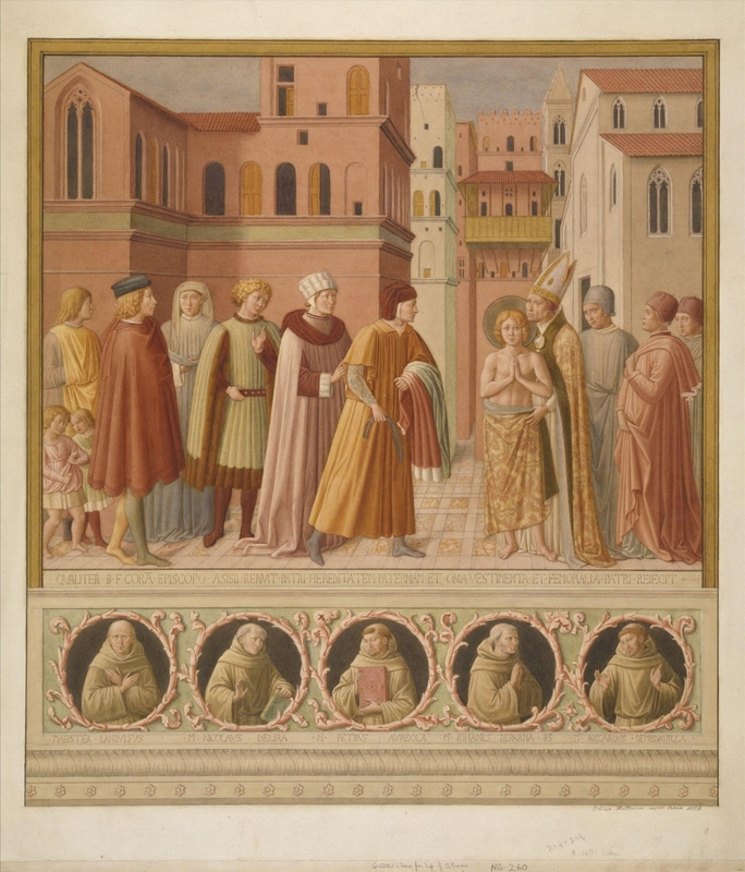 Copy after the cycle of the <i>Life of St Francis</i> (<i>Renunciation of Worldly Goods</i>), Benozzo Gozzoli in San Francesco, Montefalco