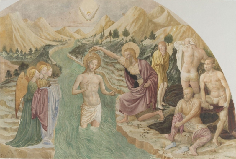 Copy after the painting Baptism of Christ by Masolino in Castiglione d'Olona