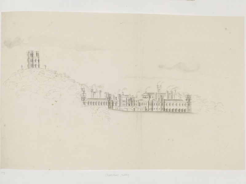 Perspective drawing of Claremont House, Surrey