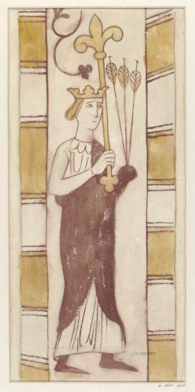 St. Edmund, with the symbols of his martyrdom