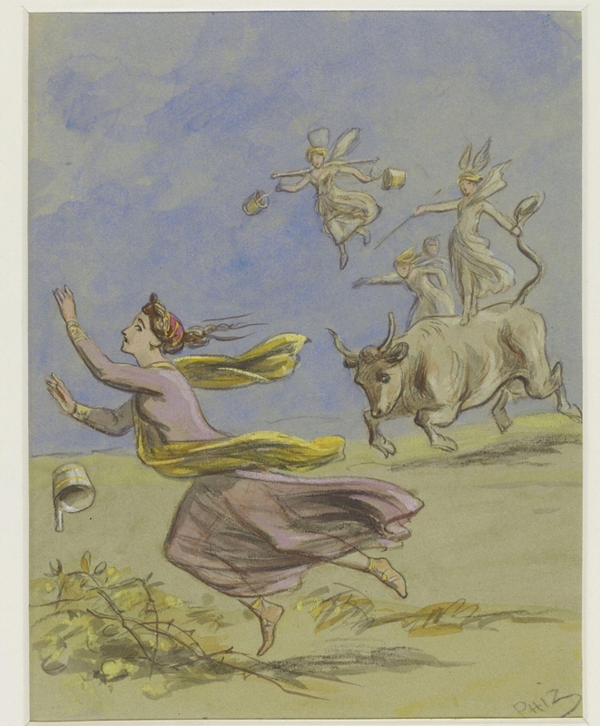 Drawings (2) for illustrations for an unidentified children's book