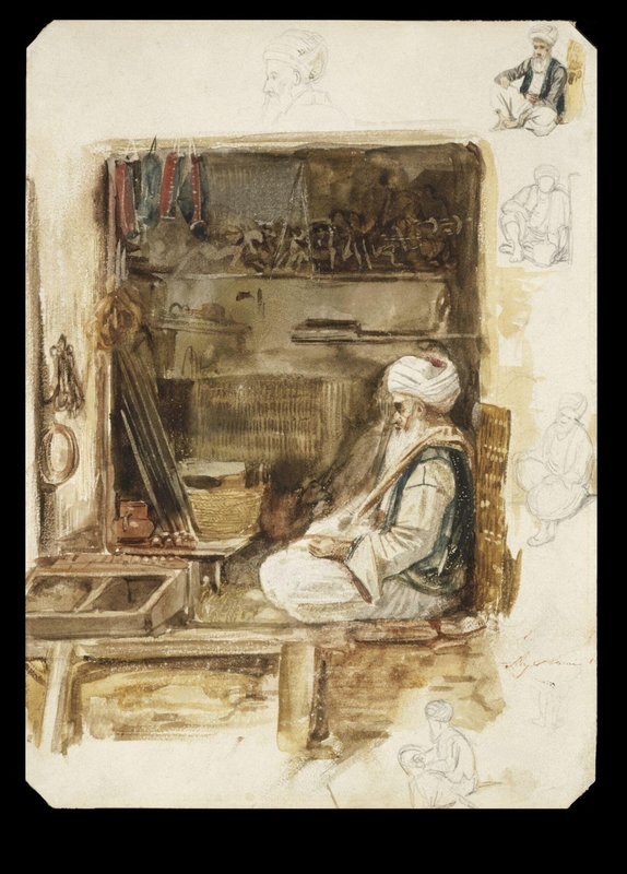 An old merchant in the Souk in Algiers; with figure studies