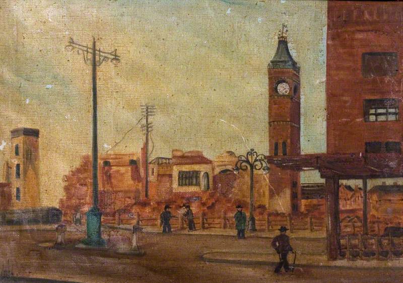 Street Scene with Ruined Market Tower, Coventry