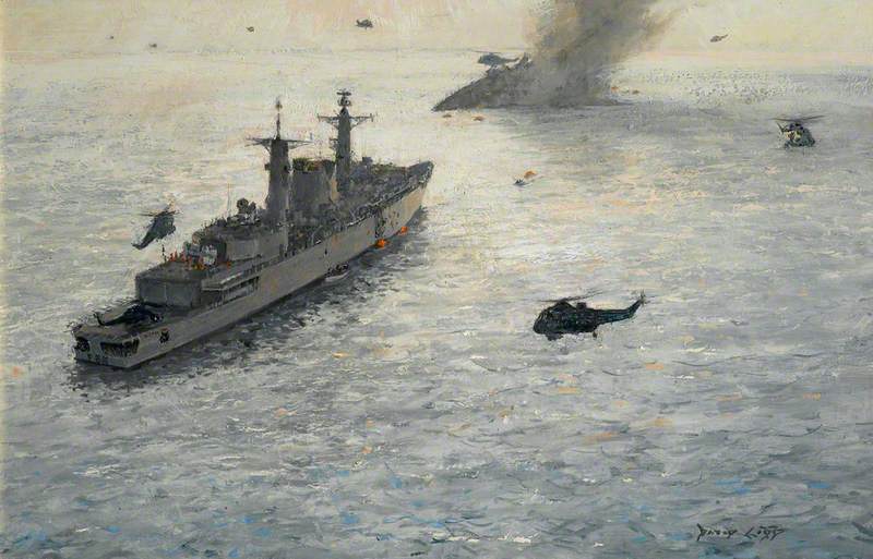 HMS 'Broadsword' Rescuing Survivors from HMS 'Coventry', 25 May 1982