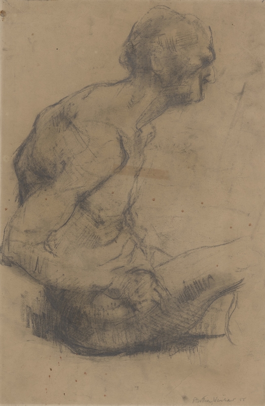 Life Drawing of a Seated Man Viewed from the Side