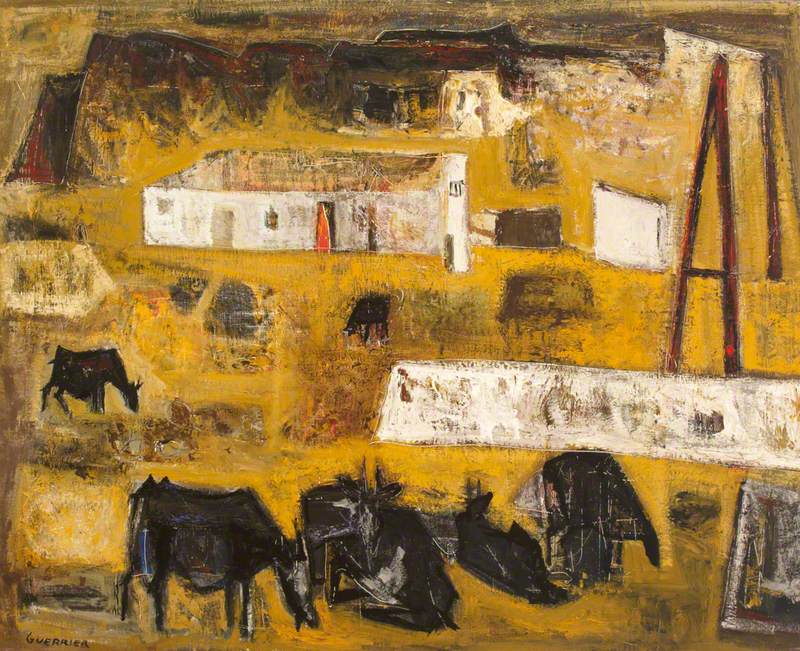 Landscape with Cattle and Easel