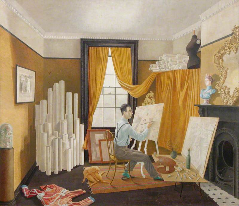 Edward Bawden Working in His Studio