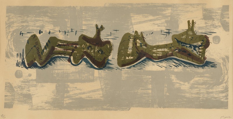 Two Reclining Figures with River Background