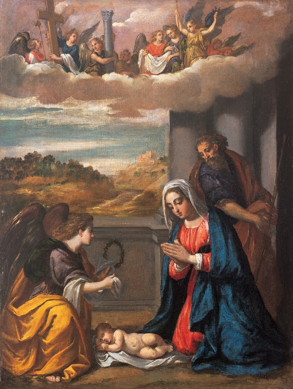 Holy Family with Angels Holding the Instruments of the Passion