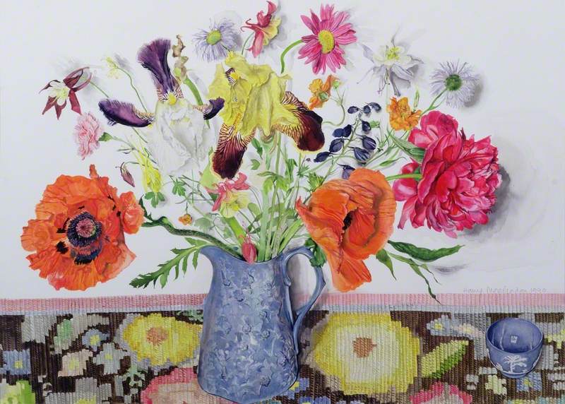 Blue Jug with Poppies