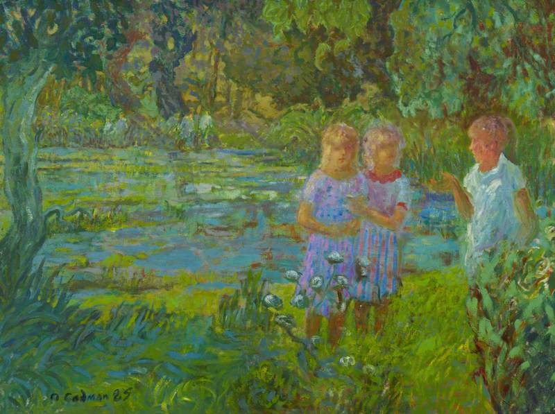 Nature Study: Three Children by a Pond