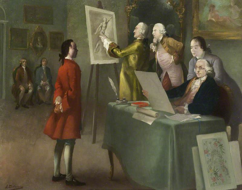Benjamin Franklin (Seated), Presiding at a Meeting of the Society's Committee of Polite Arts, 3rd February 1759