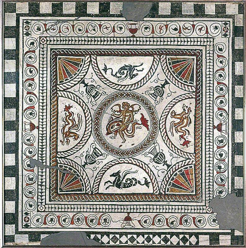 Mid-Second Century Cupid on a Dolphin Mosaic