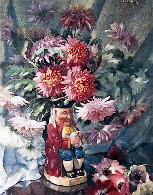 Flowers with a Toby Jug