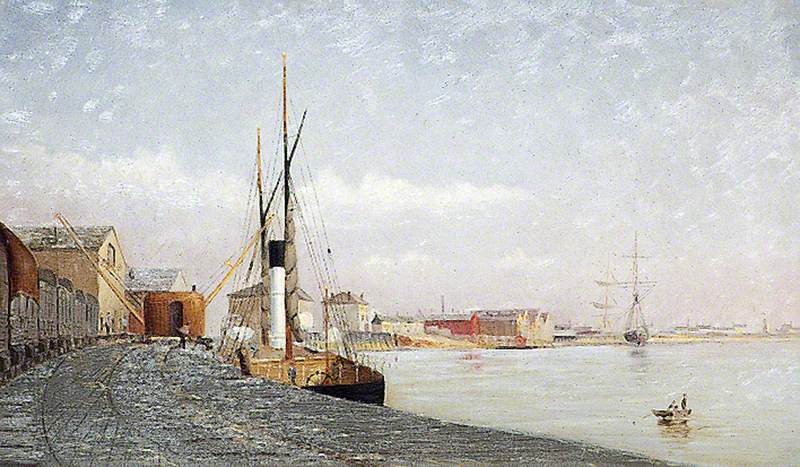 'Honfleur' Steamer Loading at a Wharf