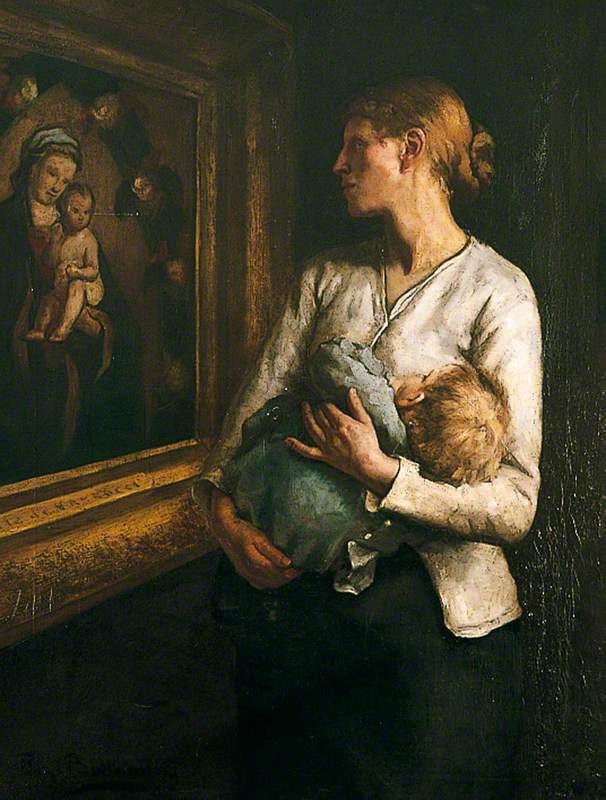 A Mother and Child Looking at the Virgin and Child