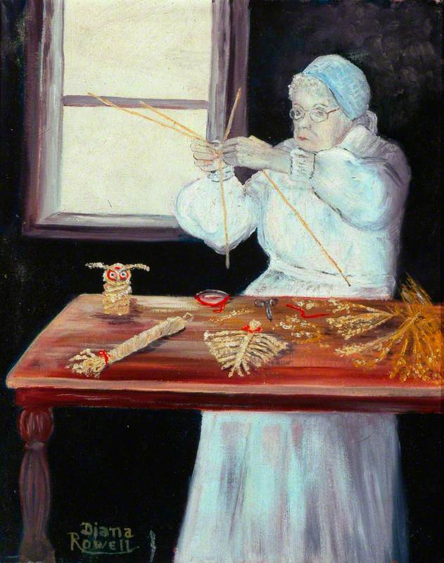 Lady Making Corn Dollies