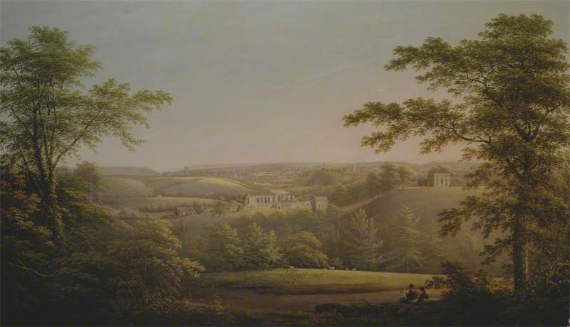 Easby Hall and Easby Abbey with Richmond, Yorkshire in the Background