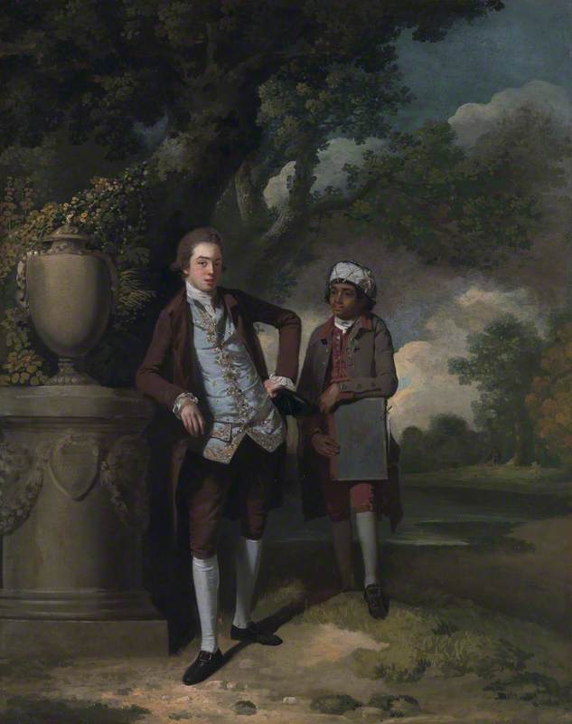 A Young Man with His Indian (?) Servant Holding a Portfolio